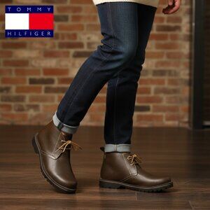 Tommy Hilfiger Men's Lace Up Casual Dress Brown Ankle Boots